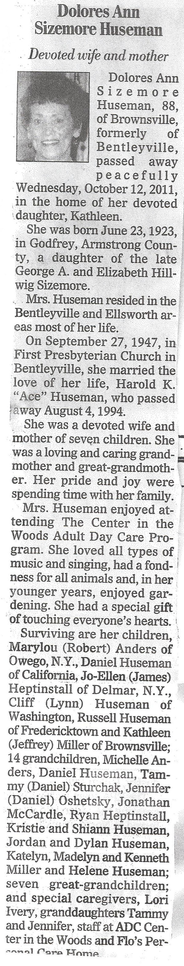 Dolores Ann Sizemore Husemann obit